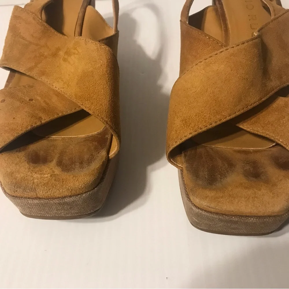 Fabio Rusconi cork platform high heel wedge suede sandal women size 7.5 (38) - Picture 8 of 12